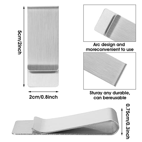 Prasacco 2 Pieces Money Clips Stainless Steel Metal Slim Cash Money Clip Silver Wallet Bill Credit Card Holder for Men and Women — view 2