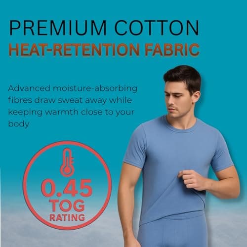 Deck and Beach Mens 4 Pack Thermal Tops Long Sleeve or Short Sleeve 0.40 TOG Warm Soft Touch Base Layer Undershirts for Winter (Charcoal ShortT, Large) — view 3