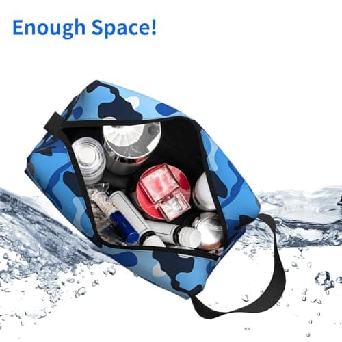 HSYOYO Travel Toiletry Bag for Women Men,Portable Hanging Toiletry Bag,Waterproof Dopp Kit Cosmetic Organizer,Large Capacity Shaving Bag Makeup Bag, Sky Blue Camouflage, One Size — view 4