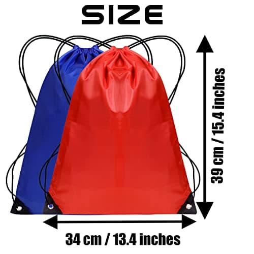 SAWANS Drawstring Bags Gym Swimming School Sports Bag Unisex 2PCS Trainer String Bag Sack Backpack PE Bags for Women Men Children Travel Beach Kids Boys Girls Outdoor Shopping Holidays (Blue/Red) — view 2