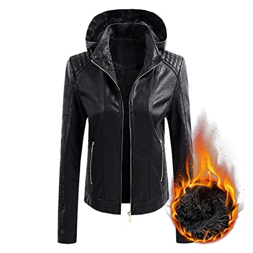 Women's Genuine Leather Winter Jacket with Hood - Softshell, Long, Waterproof, Fleece, Warm, Thin, Red, Long Sleeve, Biker — view 2