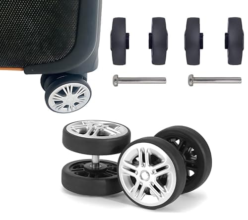 4Pcs Suitcase Replacement Wheels, 49mm x 14.5mm Double Luggage Wheels Rubber Swivel Caster for Trolley Roller Bearings Repair Kits — view 4