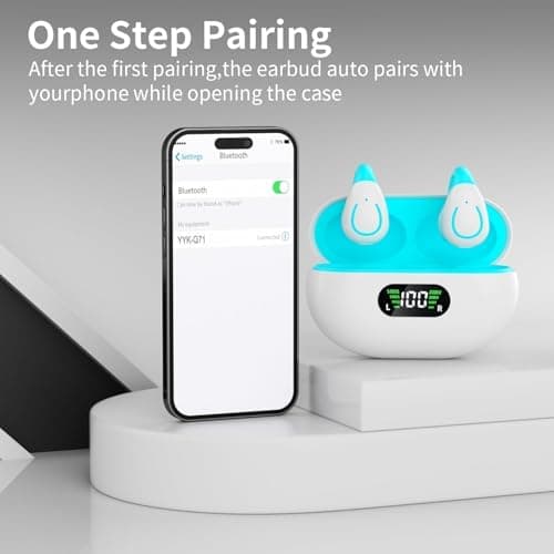 Open Ear Bone Conduction Headphones Bluetooth 6.1 Clip-on Earbuds with Mic, 80H Playtime, Waterproof, Digital Display Charging Case, Comfortable for Glasses Wearers,for Sport Workouts Running,Sky Blue — view 5