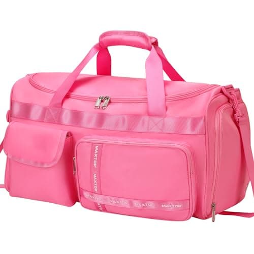 MAXTOP Travel Duffle Bag for Women Carry On Tote Weekender Overnight Bag Large Capacity Duffel Bag with Shoe Compartment,Gym Tote Bag with Dry and Wet Separation Rose