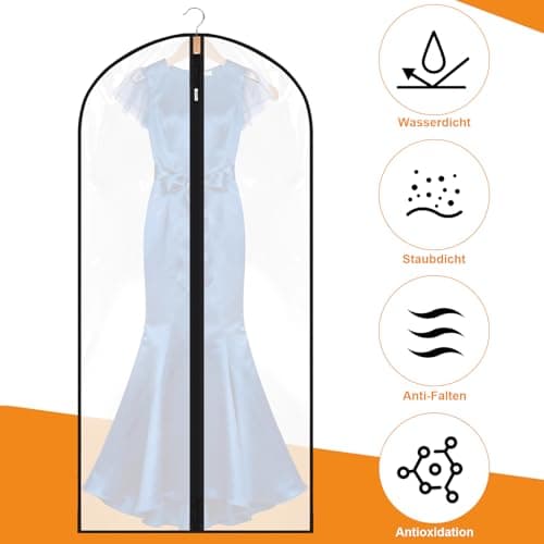 6 Pack Garment Bags, 47in PEVA Suit Bags Clothes Covers, Black Edge — view 4