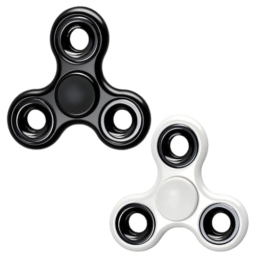 Verazquy Fidget Spinner Sensory Toy – Metal Stainless Steel Hand Spinner – Fast-Spinning Bearings, Quiet Focus Toy for Kids & Adults, Party Bag Fillers (black white)