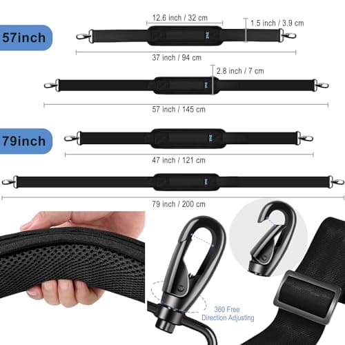ZINZ 57" Adjustable Bag Straps Replacement with Thick Fixed Pad,Black — view 2
