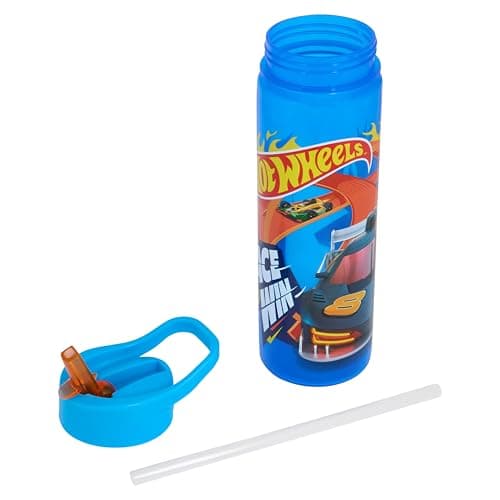 Hot Wheels Speed Water Bottle with Straw – Reusable Kids 600ml PP – Official Merchandise by Polar Gear – BPA Free & Recyclable Plastic — view 5