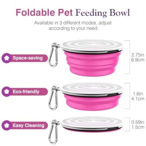 Pawaboo Collapsible Travel Dog Bowls 2 Pack with Lids & Carabiners Silicone — view 5