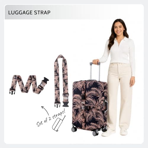 Periea Luggage Straps Set of 2 - Adjustable Suitcase Straps with Quick Release Buckle, Heavy Duty Luggage Straps for Suitcases, Travel Accessories, Thickened Luggage Belt - Silver Leopard — view 6