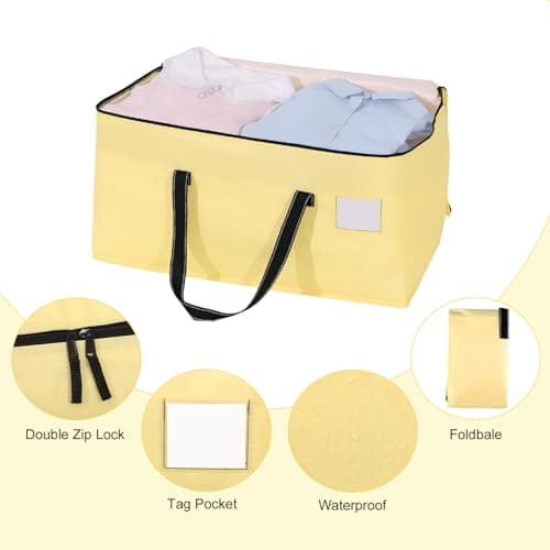 Dntorx 6 Pack 90L Moving Bags,Waterproof Moving Boxes with Zips,Pale Yellow — view 3