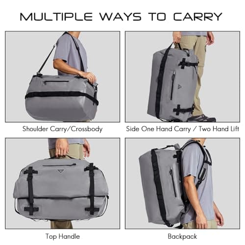 Haimont IPX7 Waterproof Roll-Top Dry Duffel Backpack, Grey, 60L — view 6