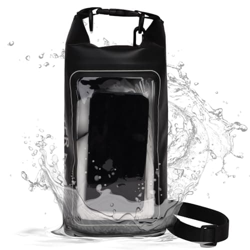 Plliocse Dry Bag Waterproof Dry Bag Phone Pouch, 2 in 1 Dry Sack and Phone Bag, 2L Small Boat Dry Bags with Adjustable Shoulder Strap for Hiking, Camping, Cycling (Black) — view 2