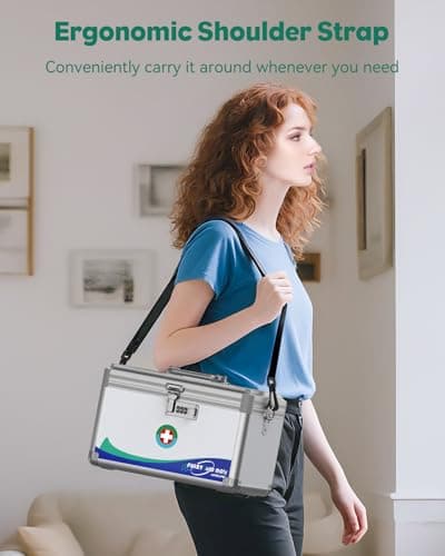Uniclife Large Medicine Lock Box First Aid Box with Combination Lock, Lockable Medicine Storage Boxs for Medications, 30 x 17.8 x 19 (cm) — view 3