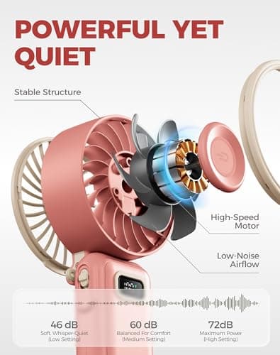 Diveblues Turbo Portable Handheld Fan, 100 Speed Stepless High Speed Hand Held Fan, 12H Cooling Rechargeable Mini Fan, 180° Foldable Neck & Desk Fan, LED Display, Travel Essentials, Gifts — view 4