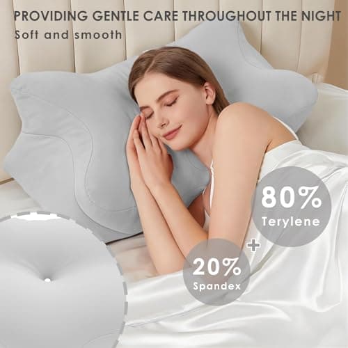 Cervical Pillowcase for Butterfly Shaped Memory Foam Neck Support Pillows, Breathable Ergonomics Pillow Cover with Zipper, Replacement Case for 63x42.5cm Sleeping Pillows (Cover Only)(Gray) — view 5