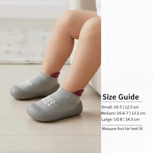 PandaEar 2 Pack Baby Sock Shoes Toddler Walking Shoes, Non-Slip Soft Sole Sneakers Breathable Slippers for Infant Boys Girls — view 4