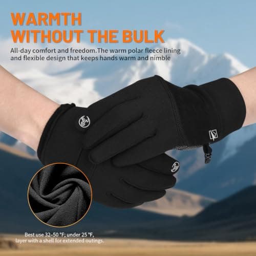 TOLEMI Thermal Winter Gloves for Men Women, Anti-Slip Touch Screen Liner Gloves for Running, Walking, Riding, Driving and Cycling — view 3