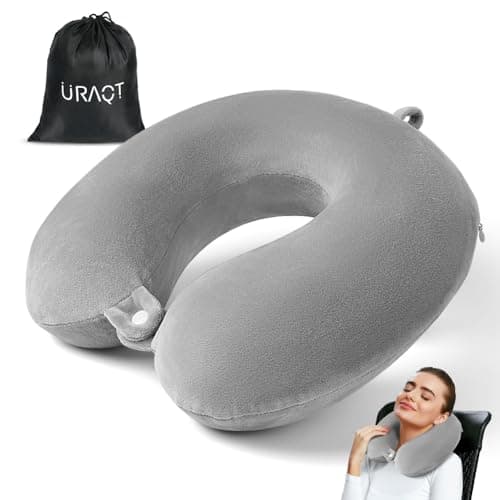 URAQT Travel Pillow, Memory Foam U Shaped Neck Pillow, Grey
