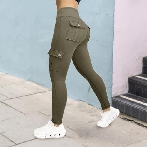 Women’s cargo jogger pants, high-waisted military camo trousers, trendy streetwear cargo pants, utility pocket camo joggers, durable and flexible, perfect for outdoor activities and casual styling — view 3