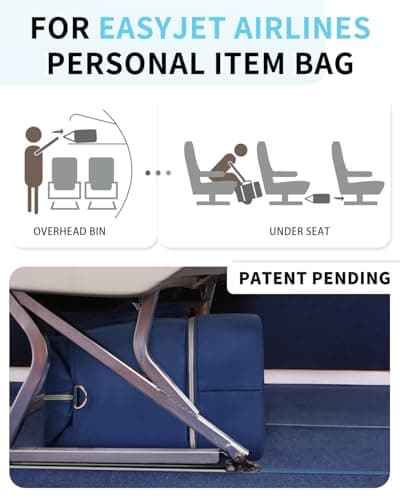 WANDF 45x36x20 Cabin Bag for EasyJet Airlines Underseat Carry on Hand Luggage with Shoe Compartment, Wet Pocket & TSA Approved Quart Size Bag, Travel Duffel Holdall for Women and Men (Navy Blue) — view 2