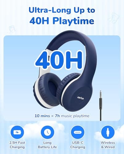 EarFun K2 Kids Headphones Wireless with Mic 45H Playtime, Volume Limit — view 5
