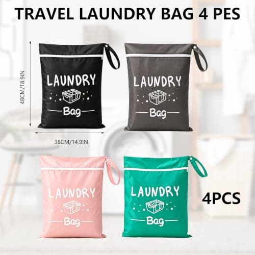 Mnuwoee 4pcs Large Travel Laundry Bags Dirty Clothes Washing Bag Travelling — view 2