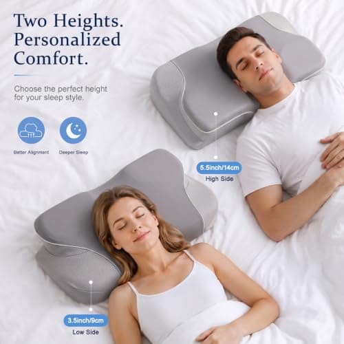 CloudNook Memory Foam Pillow for Neck Pain Relief, Ergonomic Cervical Neck Pillow, Orthopedic Contour Bed Pillows for Side, Back & Stomach Sleepers with Breathable Cooling Cover — view 5