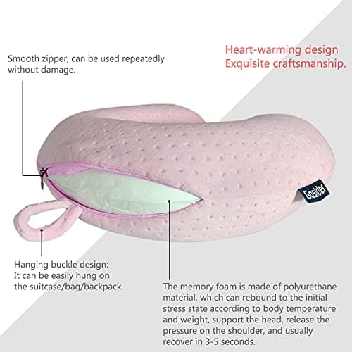 Gosider Neck Pillow for Travel Memory Foam Neck Pillows, Pink — view 4