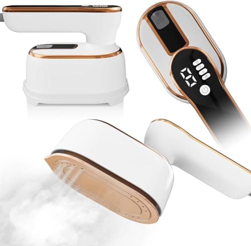 ZStarlite Upgraded - Travel Steamer for Clothes - LED Display & 3+1 Level Steam, Portable Handheld Steamer, Foldable Travel Iron Mini Steam Iron with Ironing Gloves for Travel Home College Dorm(White)