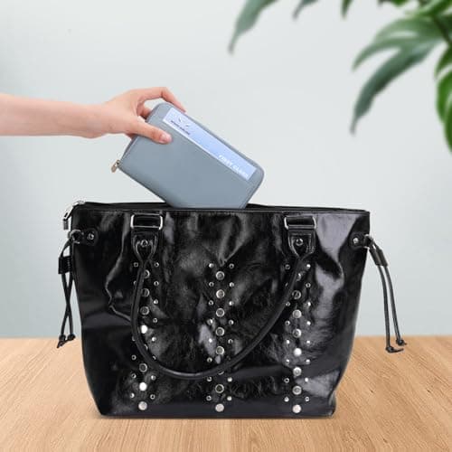 WASON Leather Zipper Travel Passport Wallet Holder RFID Blocking Cover, Passport case Pocket Slot for Card, Cash, ID, Boarding Pass and Ticket for Men, Women and Family Trips (Blue) — view 6