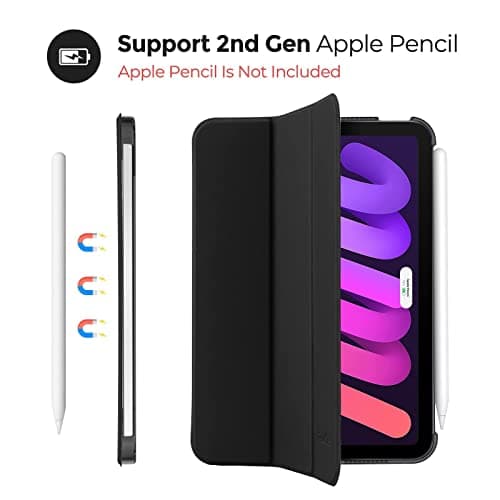 ProCase Smart Case for iPad Mini 7 (A17 Pro 2024)/ Mini 6 2021 8.3 Inch, Hard Back Cover for iPad Mini 7th/6th Generation A2995/A2996/A2993/A2567/A2568/A2569 -Black — view 5