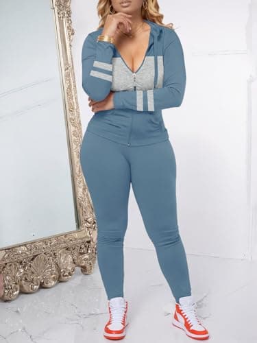 STOLKISS Women 2 Piece Outfits Workout Sets Bodycon Tracksuits Jogger Set — view 3