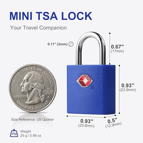 UP Security TSA Approved Luggage Locks 4 Pack, Keyed Alike Small Padlocks with Keys, Travel Locks for Suitcase, Backpack, Bag, Zipper and Outdoor Use — view 4