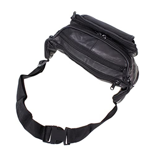 AR Mens Womens Leather Bum Bag Travel Money Pouch Waist Hip Bag Pouch Passport Holder Adjustable Belt — view 6