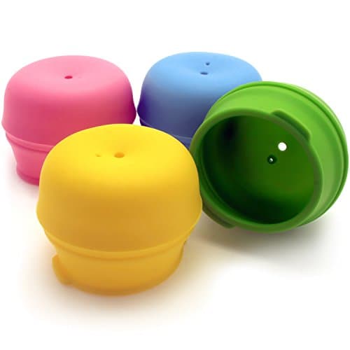 iGadgitz Home Reusable 100% Food Grade BPA Free Soft Silicone Spill-Proof Travel Straw Lids for Most Drinking Cups & Glasses – Pack of 4 (Pink, Yellow, Green, Blue) — view 2