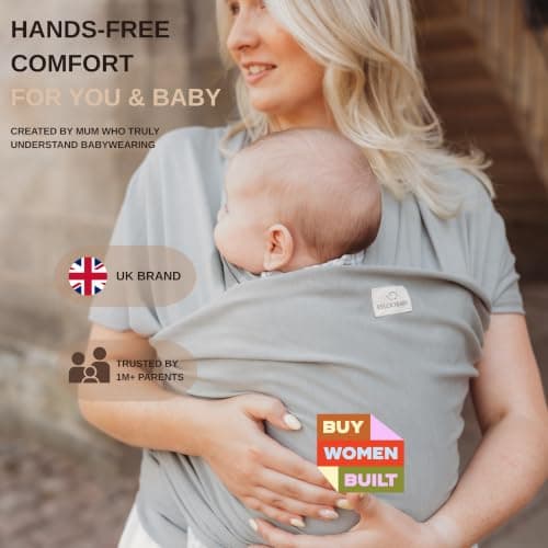 RYLOOBABY Baby Sling Carrier & Stretchy Baby Wrap – Newborn Baby Carrier 3.2–15 kg, Soft Cotton Hands-Free Babywearing Sling, Hip Healthy, One Size XXS–XXXL – Sage — view 2