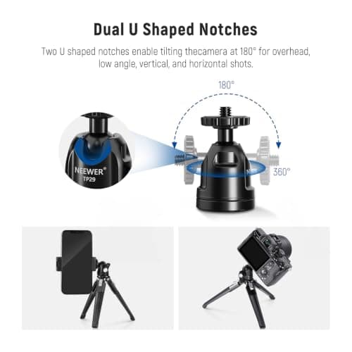 NEEWER Mini Metal Table Tripod with 360° Ball Head, TP29 — view 6
