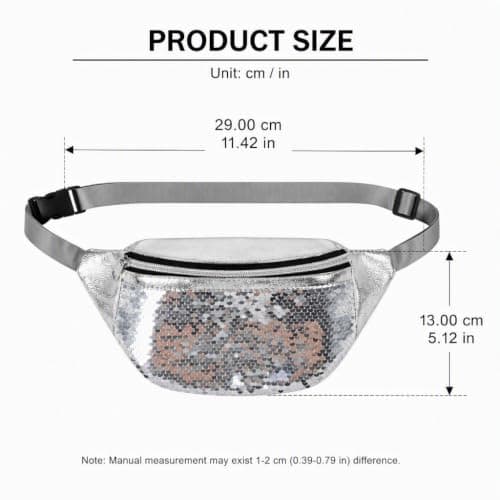 Vosali Shiny Silver Glitter Waist Bag，Sparkly Sequin Fanny Pack for Women — view 2