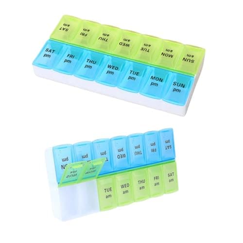 JIIJCAAC 7-Day Pill Box - Pill Boxes 7 Day 2 Times A Day-Daily Medication
