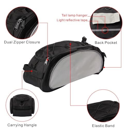 YEENAIV 3 Pcs Bike Rear Panniers Bag, Bicycle Rear Rack Waterproof Storage Luggage Bags Bike Saddle Bag, with Bicycle Handlebar Bag Sensitive Touch Screen for MTB Shoulder Bag & Waterproof Seat Cover — view 2