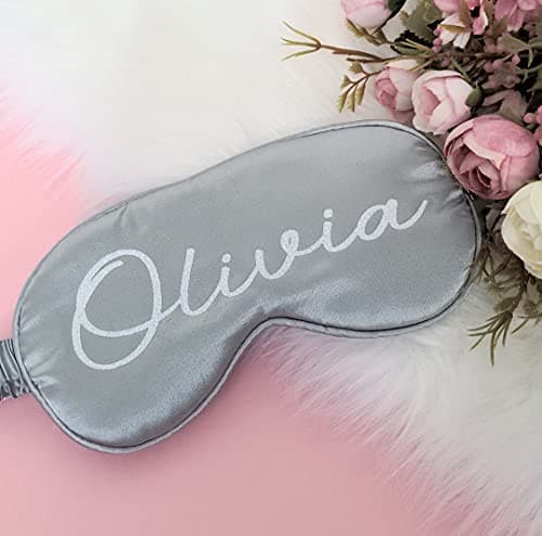 Personalised Sleep Silk Satin Eye Mask Custom Any Name Rest Sleeping Relaxing Mask Gift for Her Mothers Day Birthday Bridesmaid Hen Bridal Christmas Party Gift Favours Present — view 2