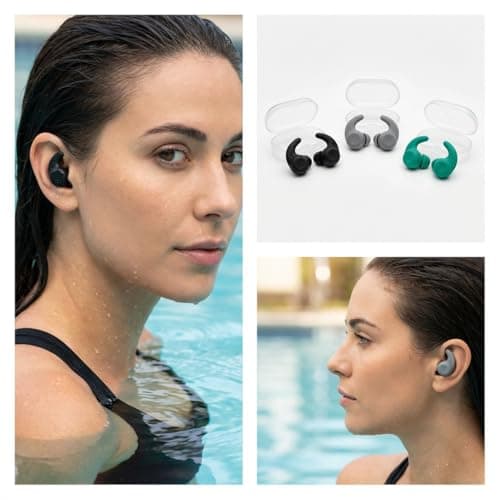 Boyfield Swimming Ear Plugs, 3 Pairs Waterproof Ear Plugs for Swimming Ear Plugs Adults, Reusable Silicone Ear Plugs Swimming for Surfing Showering Water Sports (Black+Green+Grey) — view 6