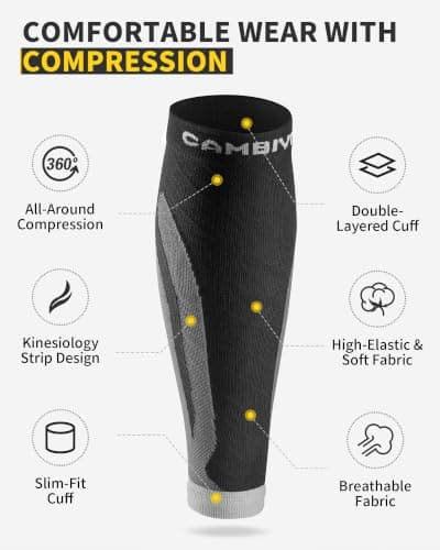 CAMBIVO Calf Compression Sleeves for Men & Women, 2 Pairs — view 3