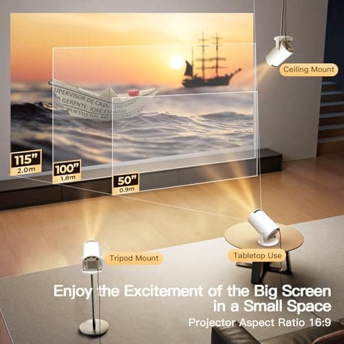 Mini Portable Projector for Bedroom 4K Support App Control Upgraded 300Pro+ — view 5