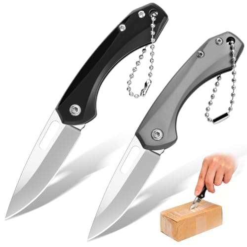 DRACHENADER 2-Piece Folding Pocket Knife Set, UK Legal Non-Locking 2.09 Inch Blade, 3Cr13MoV Steel Silver & Black Mini Manual Non-Assisted Utility Knives for Package Opening