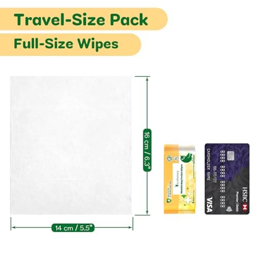 Dorahoney Mini Antibacterial Wet Wipes Travel Size, Pocket Hand Wipes, Alcohol Free, Hypoallergenic for Adults & Kids, Travel Essentials Small Pack Multipurpose Cleaning Wipes 8 Pack (48 Wipes Total) — view 5