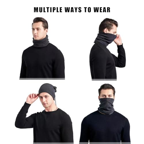 QSZHSL 4 Pack Neck Warmer Snoods for Men Women, Winter Neck Warmer Fleece Windproof Neck Gaiter Snood, Windproof Balaclava, Neck Scarf Neckwear for Outdoor Sports Motorcycle Skiing Running Cycling — view 5