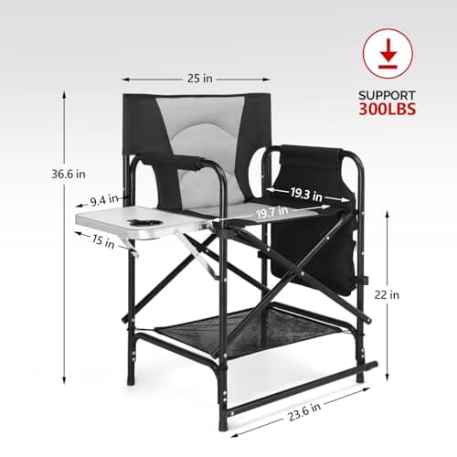 Bonnlo Directors Chair with Side Table & Storage bag,Portable Camping Chair — view 3