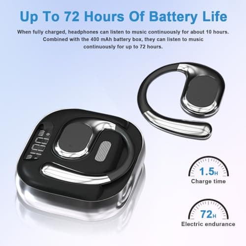 BZRYPREC OWS 144-Language AI Translator Earbuds - Real-Time Speech Translation with Accent Recognition - Learning/Travel/Business Bluetooth Earbuds（Black） — view 5
